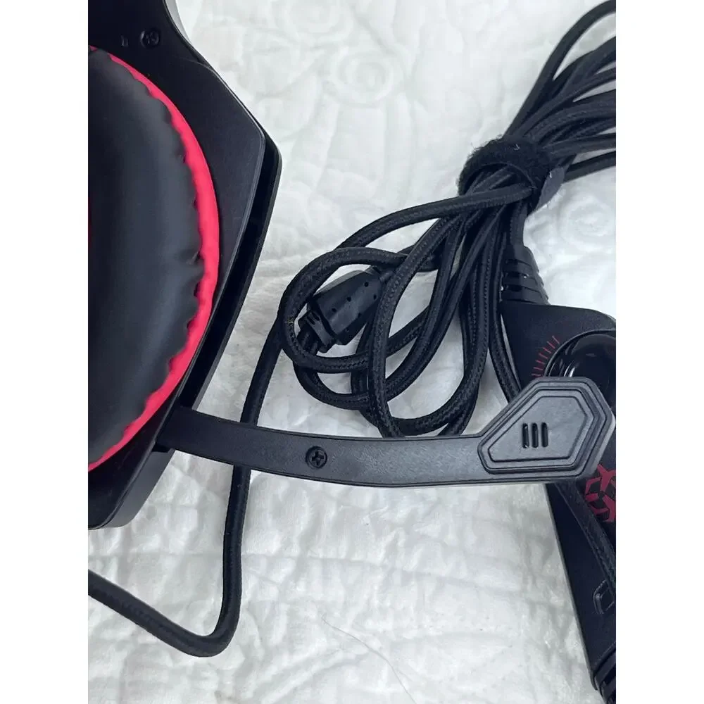 Hunterspider V1 Red/Black Gaming Headset Wired Over Ear w/ Mic for PC PS4 Xbox